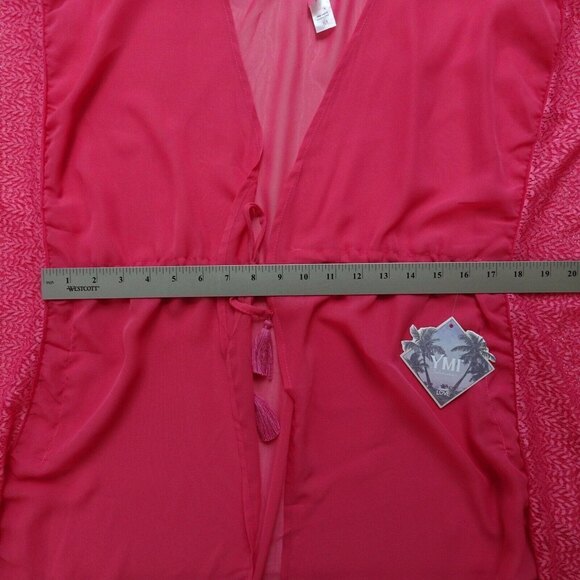 NWT YMI Swimwear Swim Cover-Up Wrap Shawl Topper Lightweight Sheer Lace Pink M - Picture 11 of 12
